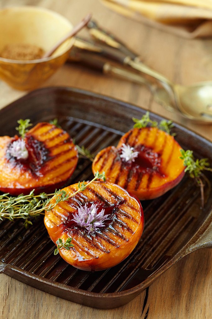 low angle grilled peaches Crystal Cartier food photographer los angeles
