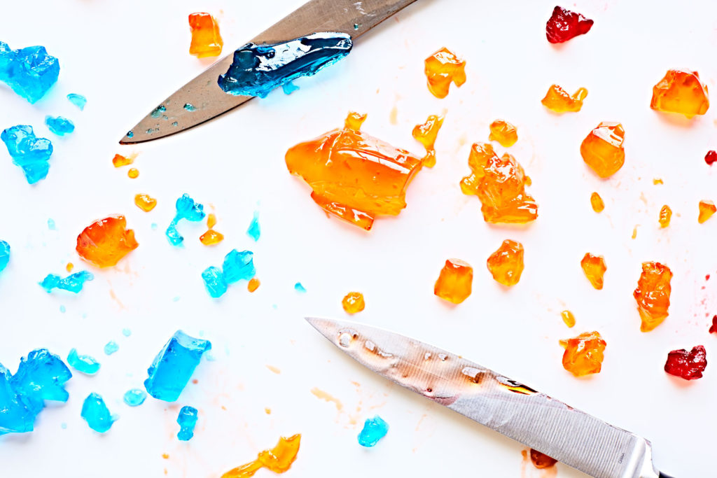 Homemade gelatin Jello abstract art.