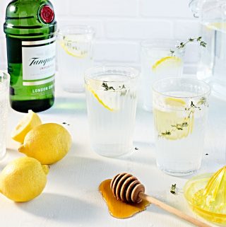 Bees knees gin cocktails with honey and lemons.