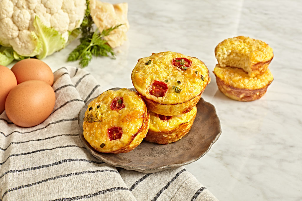 Egg bites with hidden veggies and tomatoes.